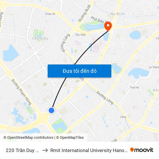 220 Trần Duy Hưng to Rmit International University Hanoi Campus map