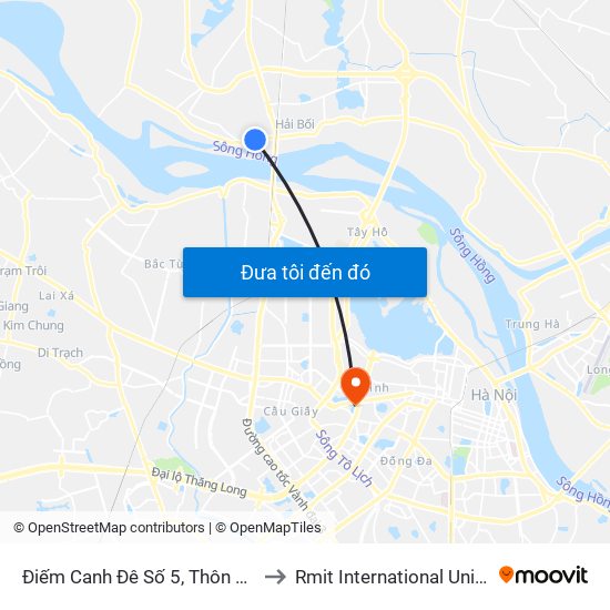 Điếm Canh Đê Số 5, Thôn Võng La-Đê Tả Sông Hồng to Rmit International University Hanoi Campus map