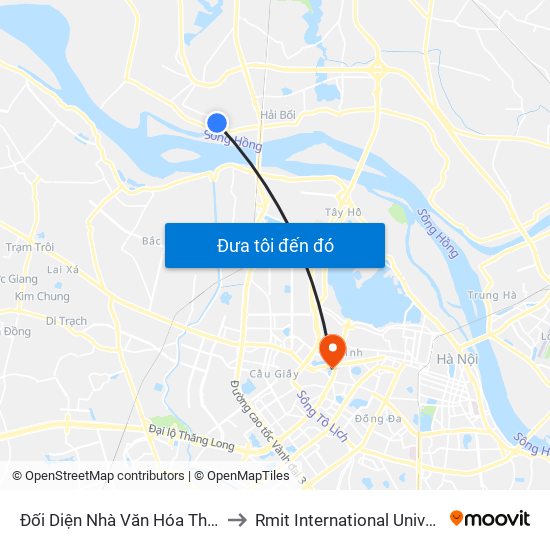 Đối Diện Nhà Văn Hóa Thôn Đại Độ-Xã Võng La to Rmit International University Hanoi Campus map