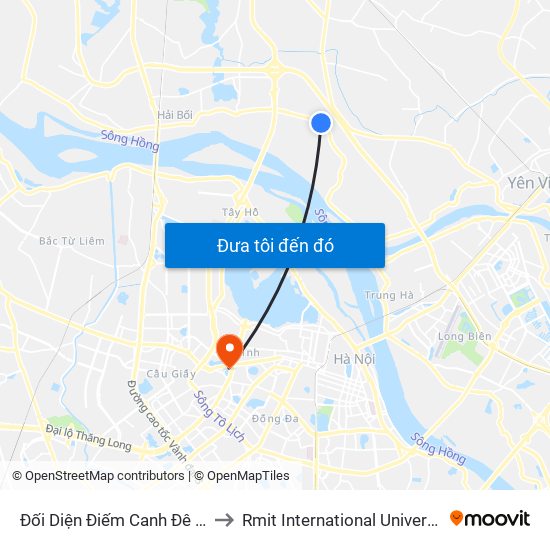 Đối Diện Điếm Canh Đê Số 10, Xã Tàm Xá to Rmit International University Hanoi Campus map