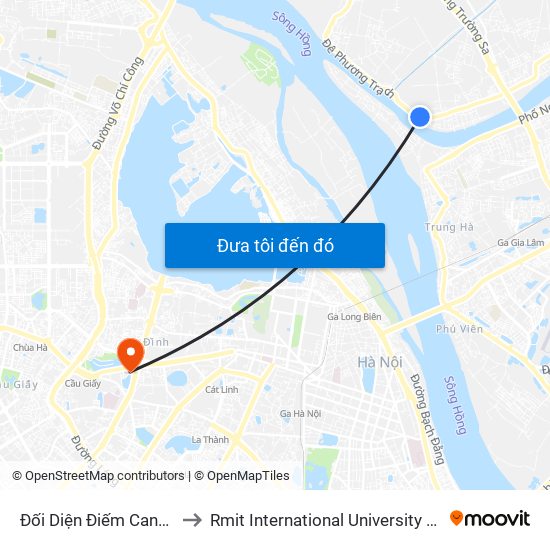 Đối Diện Điếm Canh Đê Số 14 to Rmit International University Hanoi Campus map