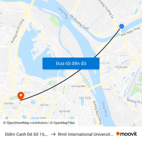 Điếm Canh Đê Số 16, Xã Đông Hội to Rmit International University Hanoi Campus map