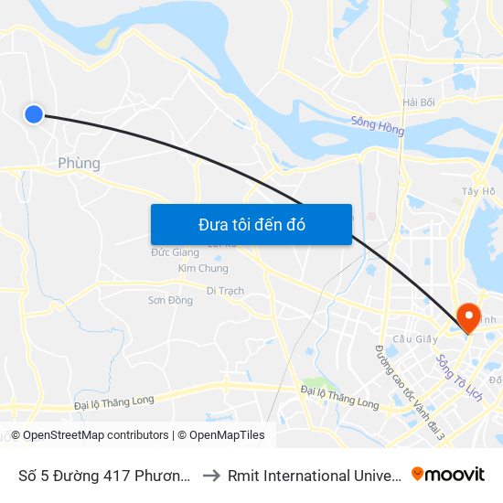 Số 5 Đường 417 Phương Đình - Đan Phượng to Rmit International University Hanoi Campus map