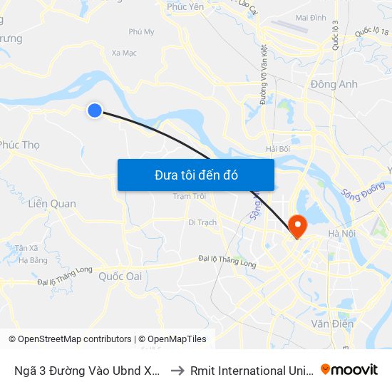 Ngã 3 Đường Vào Ubnd Xã Vân Hà - Huyện Phúc Thọ to Rmit International University Hanoi Campus map