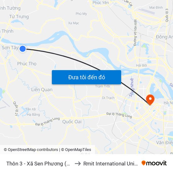 Thôn 3 - Xã Sen Phương  (Chiều Phùng - Bx Sơn Tây) to Rmit International University Hanoi Campus map