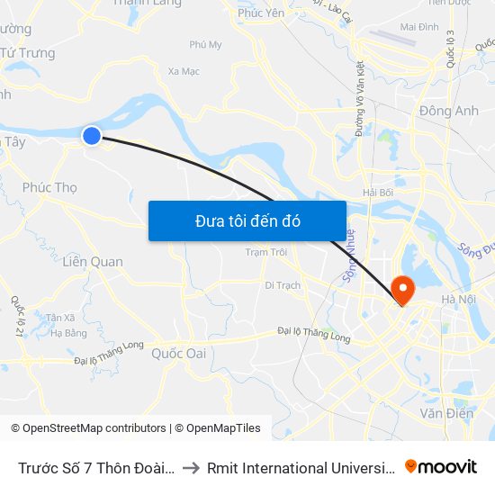 Trước Số 7 Thôn Đoài 20 - Vân Phúc to Rmit International University Hanoi Campus map
