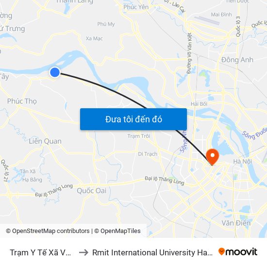 Trạm Y Tế Xã Vân Phúc to Rmit International University Hanoi Campus map