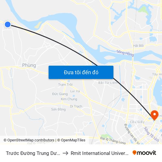 Trước Đường Trung Dương - Đường 417 to Rmit International University Hanoi Campus map