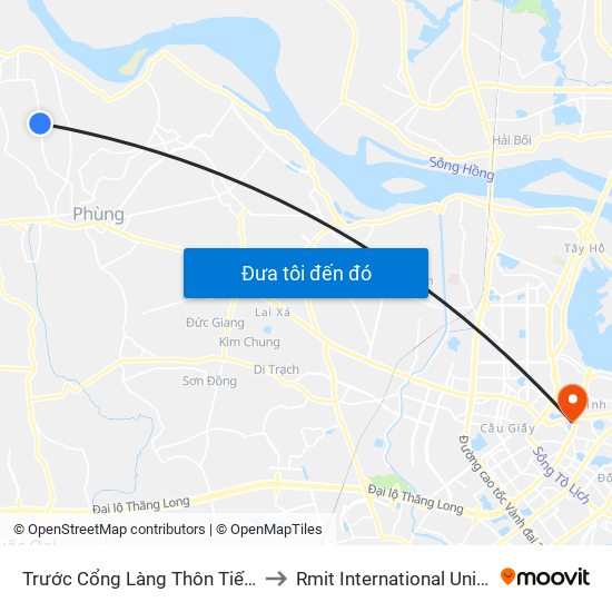 Trước Cổng Làng Thôn Tiến Bộ, Xóm Cực Nam 10m to Rmit International University Hanoi Campus map