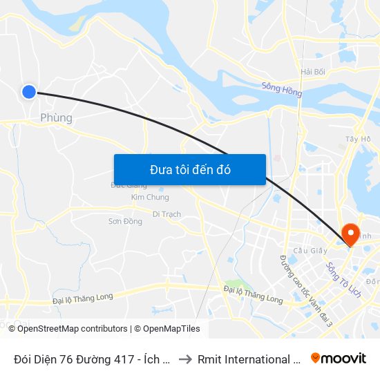 Đói Diện 76 Đường 417 - Ích Vượng - Phương Đình - Đan Phượng to Rmit International University Hanoi Campus map