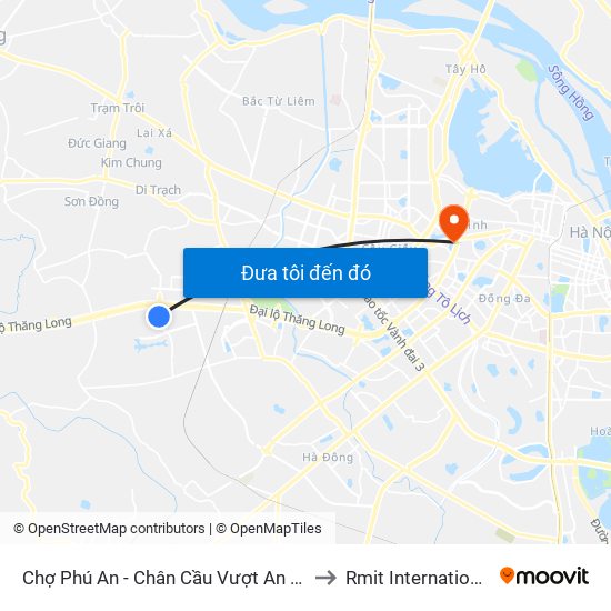 Chợ Phú An - Chân Cầu Vượt An Khánh (Đối Diện Số Nhà 24 Chân Cầu Vượt An Khánh) to Rmit International University Hanoi Campus map