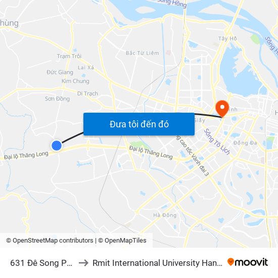 631 Đê Song Phương to Rmit International University Hanoi Campus map