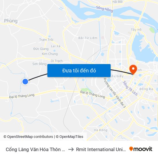 Cổng Làng Văn Hóa Thôn Tiền Lệ - Đê Song Phương to Rmit International University Hanoi Campus map