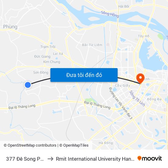 377 Đê Song Phương to Rmit International University Hanoi Campus map