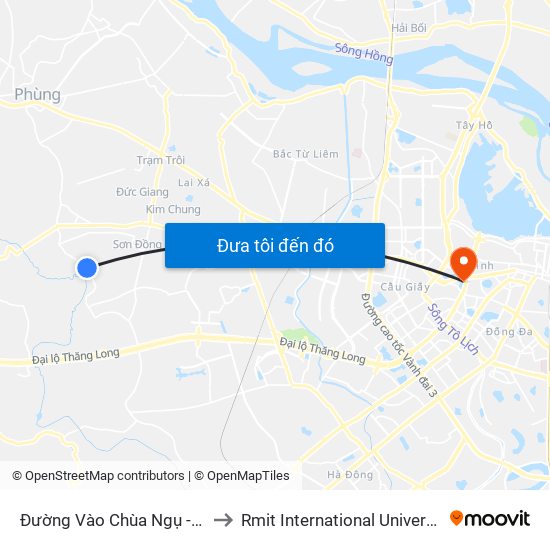Đường Vào Chùa Ngụ - Đê Song Phương to Rmit International University Hanoi Campus map