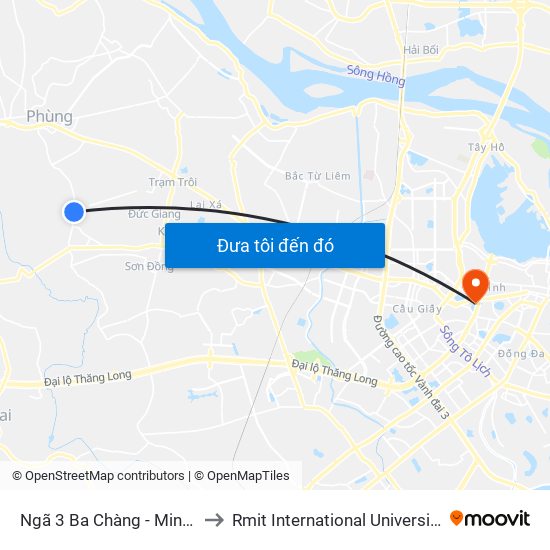 Ngã 3 Ba Chàng - Minh Khai, Cát Quế to Rmit International University Hanoi Campus map