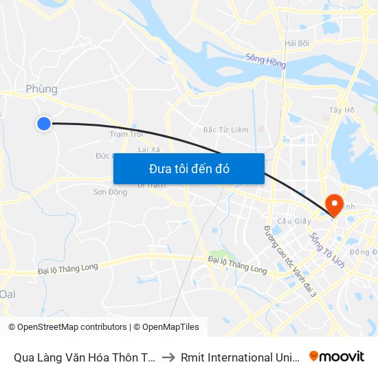 Qua Làng Văn Hóa Thôn Thống Nhất, Cát Quế 40m to Rmit International University Hanoi Campus map