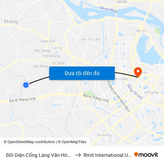 Đối Diện Cổng Làng Văn Hóa Thôn Tiền Lệ - Đê Song Phương to Rmit International University Hanoi Campus map