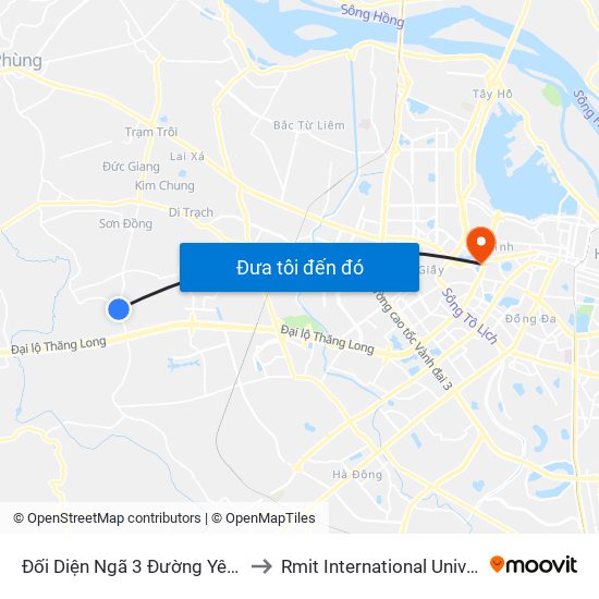 Đối Diện Ngã 3 Đường Yên Sở - Đê Song Phương to Rmit International University Hanoi Campus map