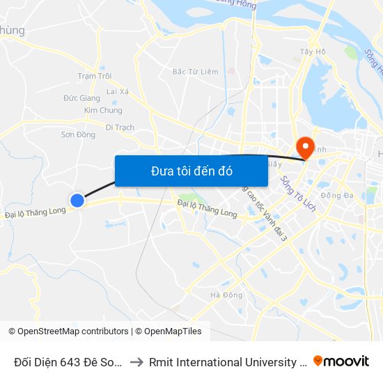 Đối Diện 643 Đê Song Phương to Rmit International University Hanoi Campus map
