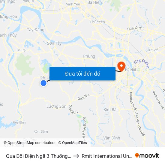 Qua Đối Diện Ngã 3 Thuống - Yên Bình - Thạch Thất 30m to Rmit International University Hanoi Campus map