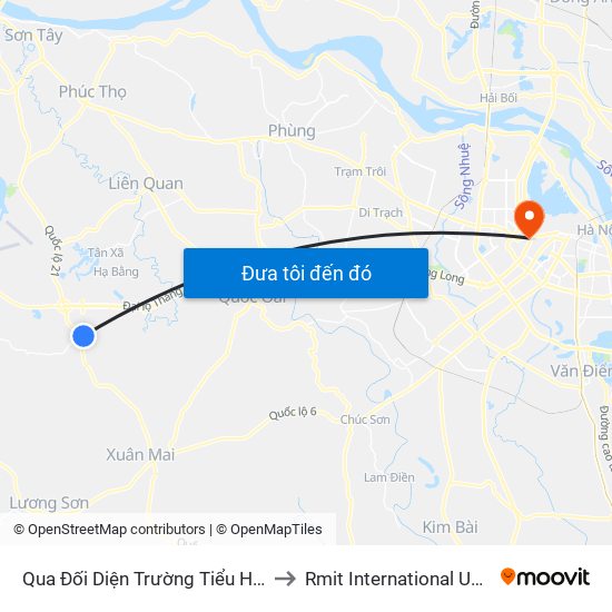 Qua Đối Diện Trường Tiểu Học Phú Cát 50m - Xã Phú Cát to Rmit International University Hanoi Campus map