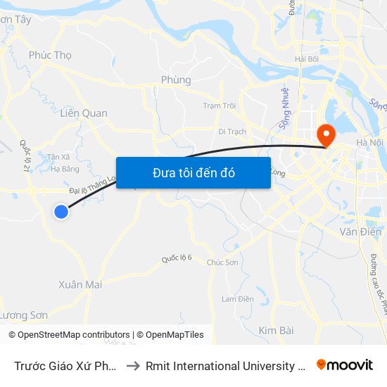 Trước Giáo Xứ Phú Cát 50m to Rmit International University Hanoi Campus map