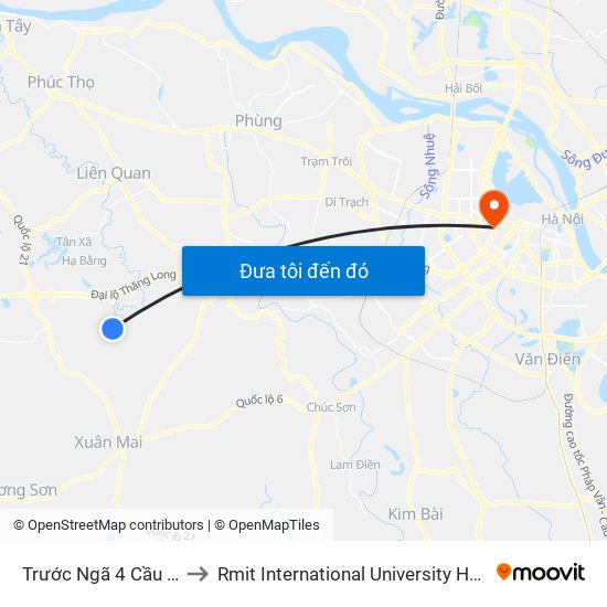 Trước Ngã 4 Cầu Phú Cát to Rmit International University Hanoi Campus map