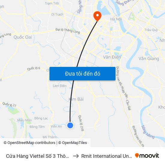 Cửa Hàng Viettel Số 3 Thôn Trường Xuân - Tỉnh Lộ 429 to Rmit International University Hanoi Campus map