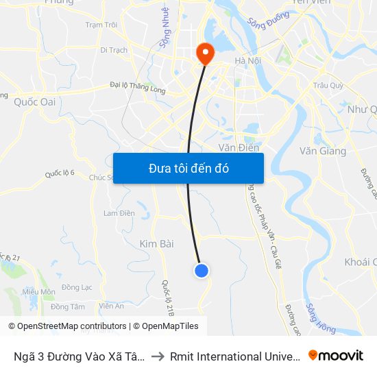 Ngã 3 Đường Vào Xã Tân Ước Khoảng 70m to Rmit International University Hanoi Campus map