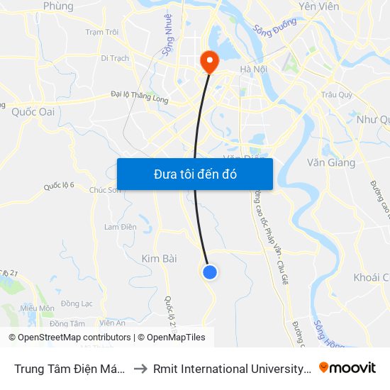 Trung Tâm Điện Máy Điền Ngân to Rmit International University Hanoi Campus map