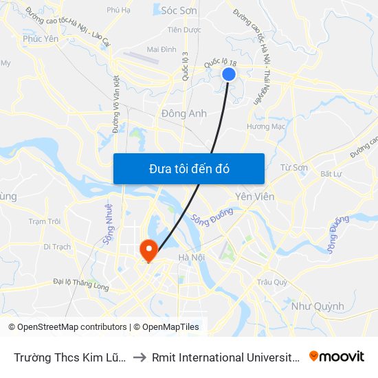 Trường Thcs Kim Lũ-Sóc Sơn-Hn to Rmit International University Hanoi Campus map