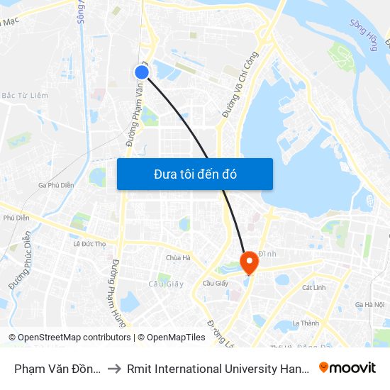 Phạm Văn Đồng 211 to Rmit International University Hanoi Campus map