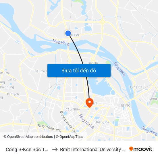 Cổng B-Kcn Bắc Thăng Long to Rmit International University Hanoi Campus map