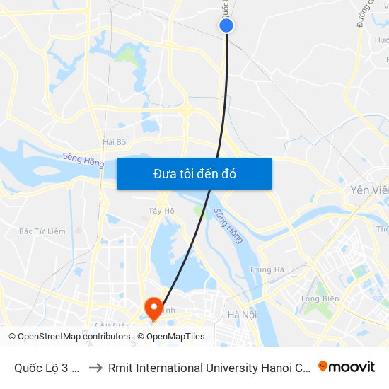 Quốc Lộ 3 181 to Rmit International University Hanoi Campus map