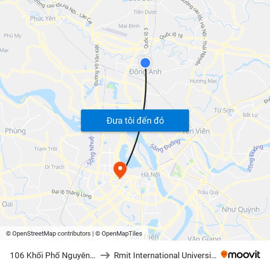 106 Khối Phố Nguyên Khê, Đông Anh to Rmit International University Hanoi Campus map