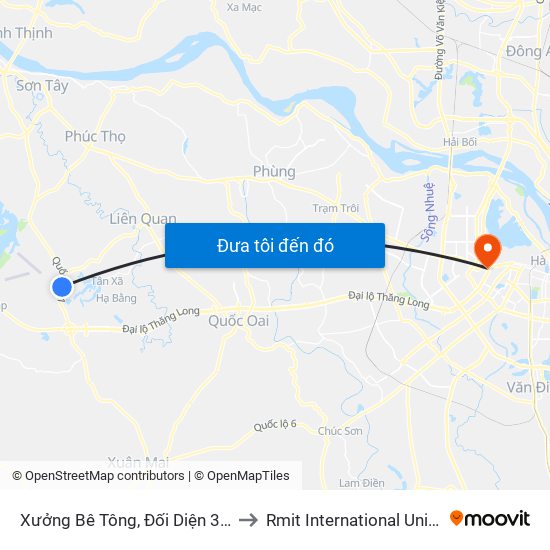 Xưởng Bê Tông, Đối Diện 354 Thạch Hòa Thạch Thất to Rmit International University Hanoi Campus map