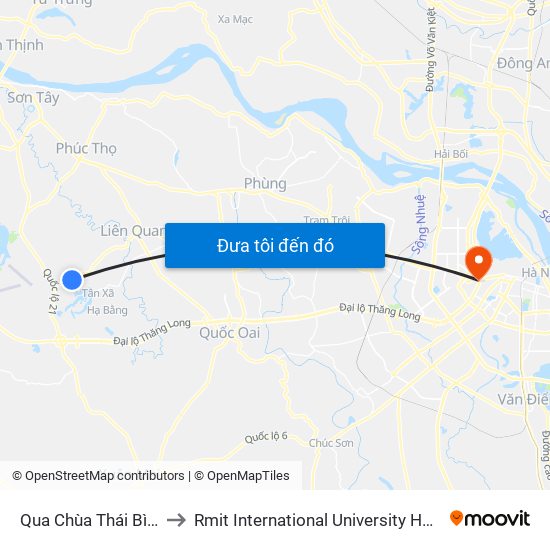Qua Chùa Thái Bình 10m to Rmit International University Hanoi Campus map