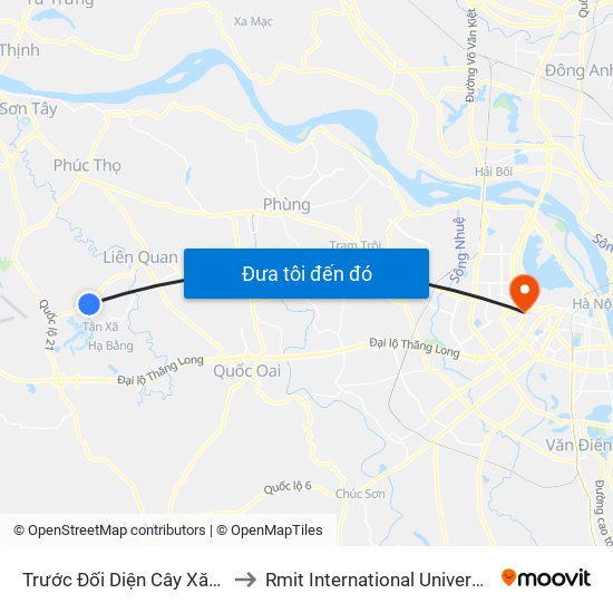 Trước Đối Diện Cây Xăng Bình Yên 20m to Rmit International University Hanoi Campus map