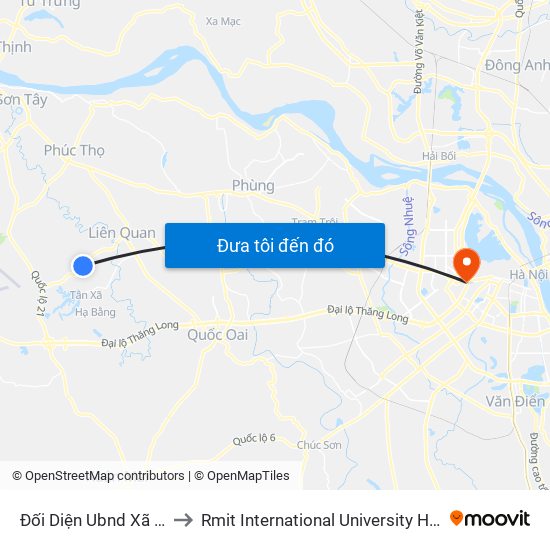 Đối Diện Ubnd Xã Bình Yên to Rmit International University Hanoi Campus map