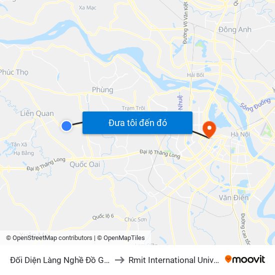 Đối Diện Làng Nghề Đồ Gỗ Mỹ Nghệ Thạch Thất to Rmit International University Hanoi Campus map