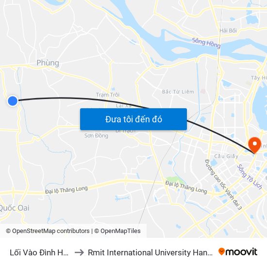 Lối Vào Đình Hạ Hiệp to Rmit International University Hanoi Campus map