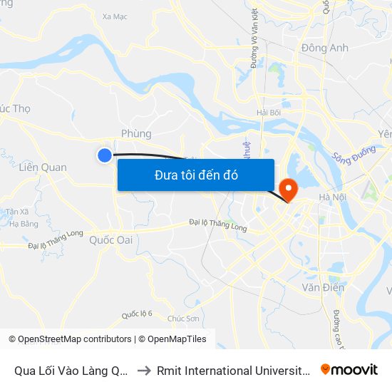 Qua Lối Vào Làng Quế Lâm 30m to Rmit International University Hanoi Campus map