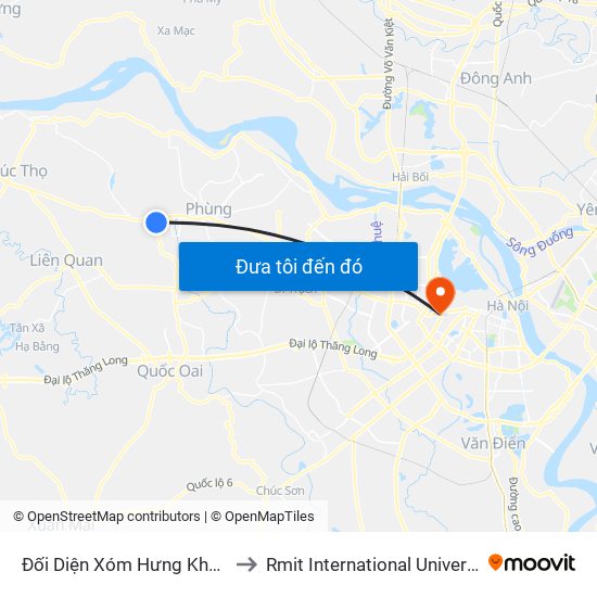 Đối Diện Xóm Hưng Khánh - Thôn Yên Dục to Rmit International University Hanoi Campus map