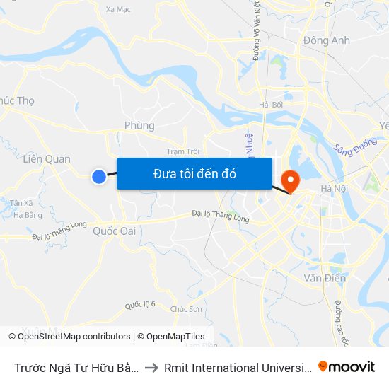 Trước Ngã Tư Hữu Bằng Di Nậu 30m to Rmit International University Hanoi Campus map