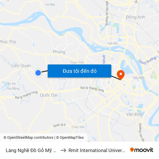 Làng Nghề Đồ Gỗ Mỹ Nghệ Thạch Thất to Rmit International University Hanoi Campus map
