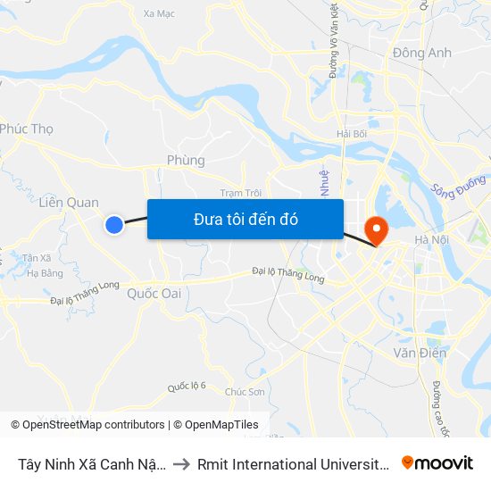 Tây Ninh Xã Canh Nậu (Chiều Về) to Rmit International University Hanoi Campus map