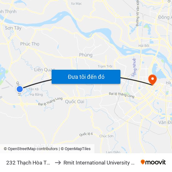 232 Thạch Hòa Thạch Thất to Rmit International University Hanoi Campus map