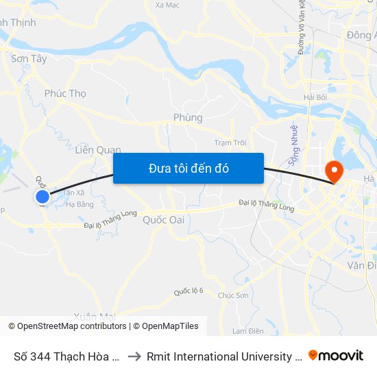 Số 344 Thạch Hòa Thạch Thất to Rmit International University Hanoi Campus map