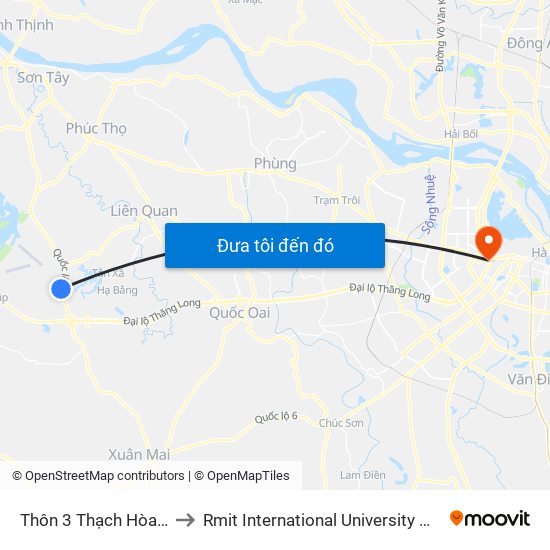 Thôn 3 Thạch Hòa Hòa Lạc to Rmit International University Hanoi Campus map